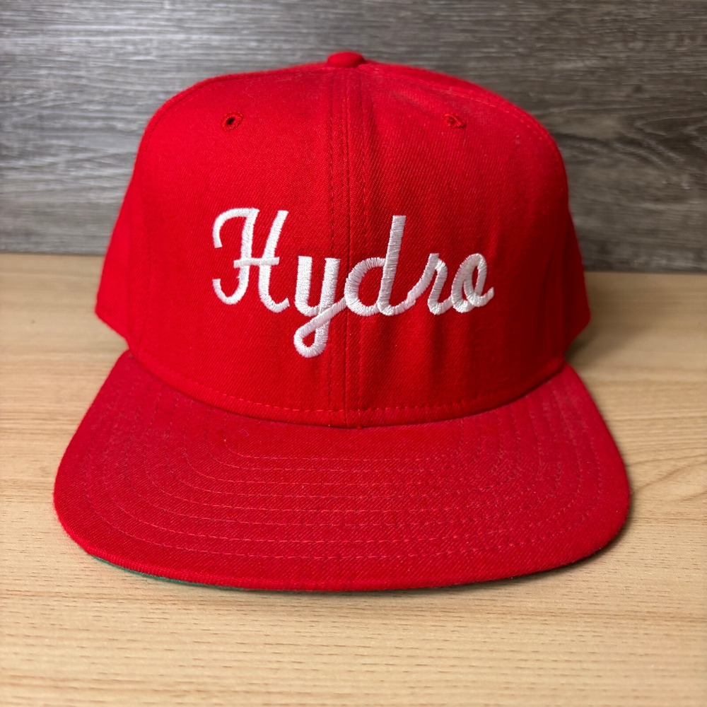 Vintage Hydro Hat Cap Snap Back Red White Script Logo New Era USA Made